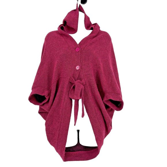 Toco Cardigan Maroon Knit Long Dolman Sleeve Womens Size Large Japan Fashion - Picture 1 of 5